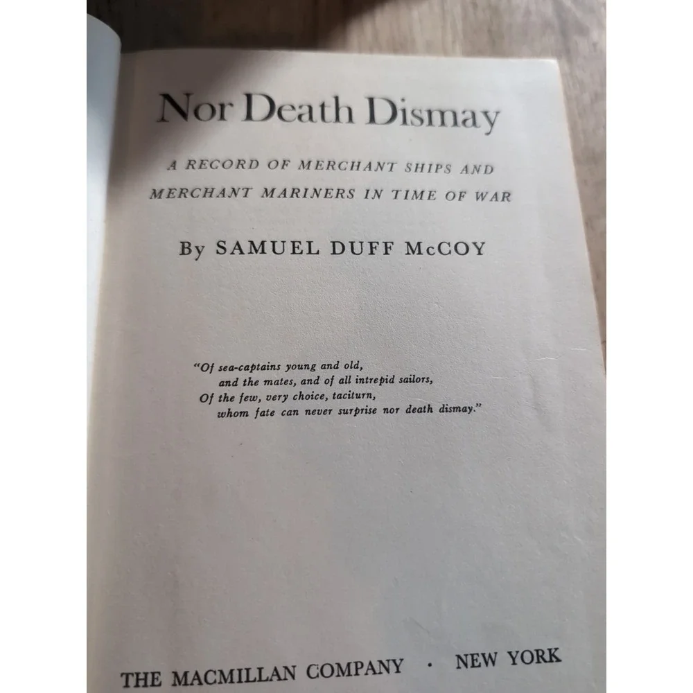 Nor‎ Death Dismay McCoy Hardcover First Printing Library Copy